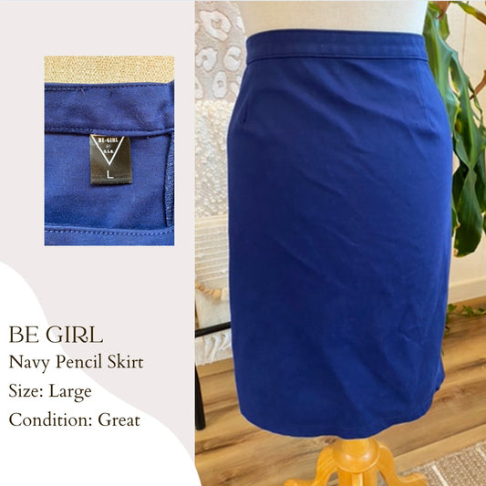 Be Girl Navy Pencil Skirt